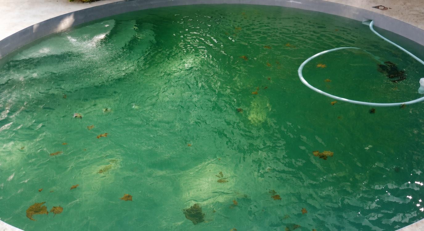 Before green pool recovery Cape Town – algae filled green swimming pool with leaves